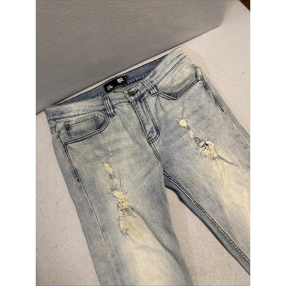 RSQ Jeans Men 32x28London Skinny Blue Zip Fly Mid Rise Straight Modern Casual